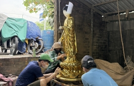 Xưởng Tượng Phật Composite Hoàng Phi Tại Bình Dương Dán Vàng Thật 18k Cho Tượng Phật 