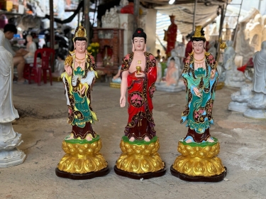 Bộ Tượng Tây Phương Tam Thánh Composite: Ý Nghĩa & Hướng Dẫn Thỉnh Thờ Đúng Chánh Pháp