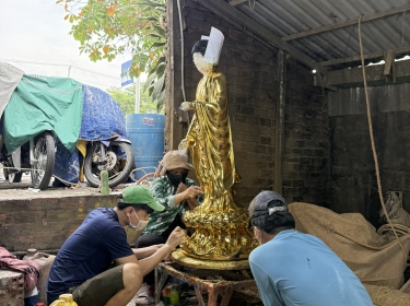 Xưởng Tượng Phật Composite Hoàng Phi Tại Bình Dương Dán Vàng Thật 18k Cho Tượng Phật 